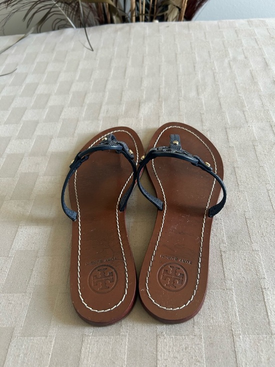 Tory Burch Mini Miller Flat Thong Sandals in Snakeskin Dark Navy main image 13